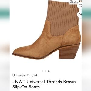 Universal Thread Brown Slip-On Heeled Boots